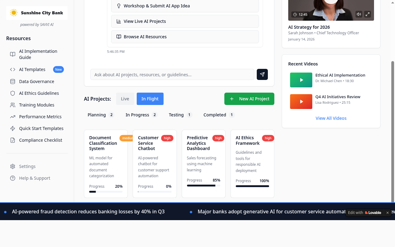 AI Center of Excellence Portal home page screenshot